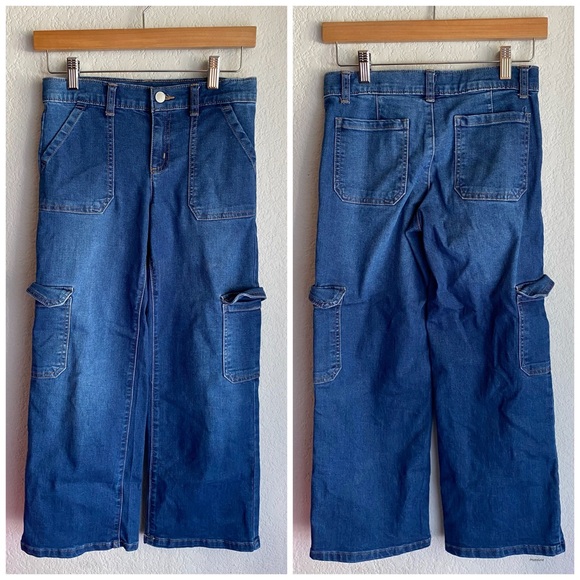 Wonder Nation Girls Size 10 Blue Cargo Jeans - Picture 1 of 1
